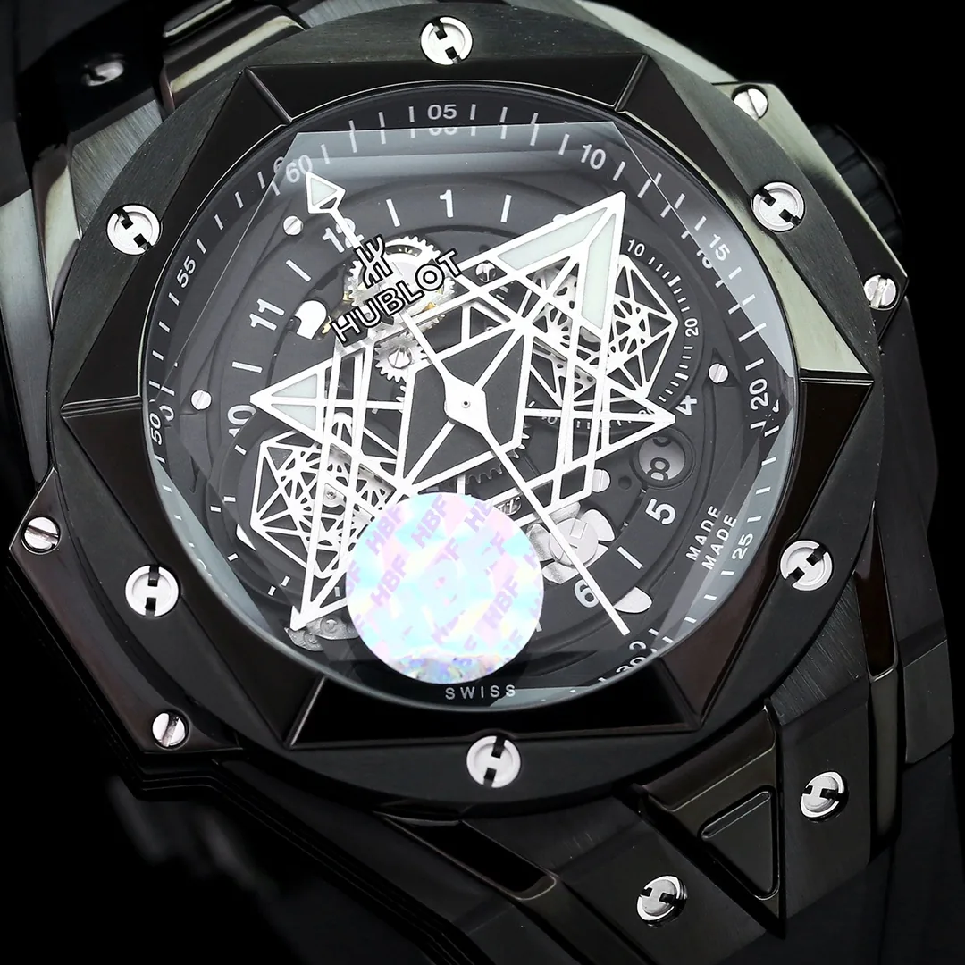 Hublot Big Bang Replica Sang Bleu II Tattoo Black Ceramic Watch
