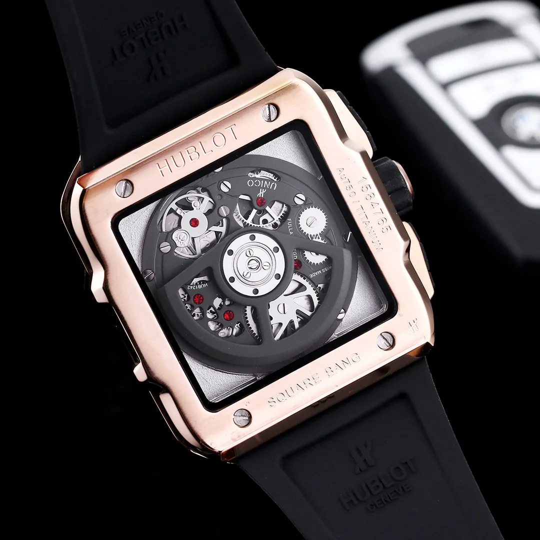 Hublot Square Big Bang Replica Unico Off-White Dial Rose Gold Watch