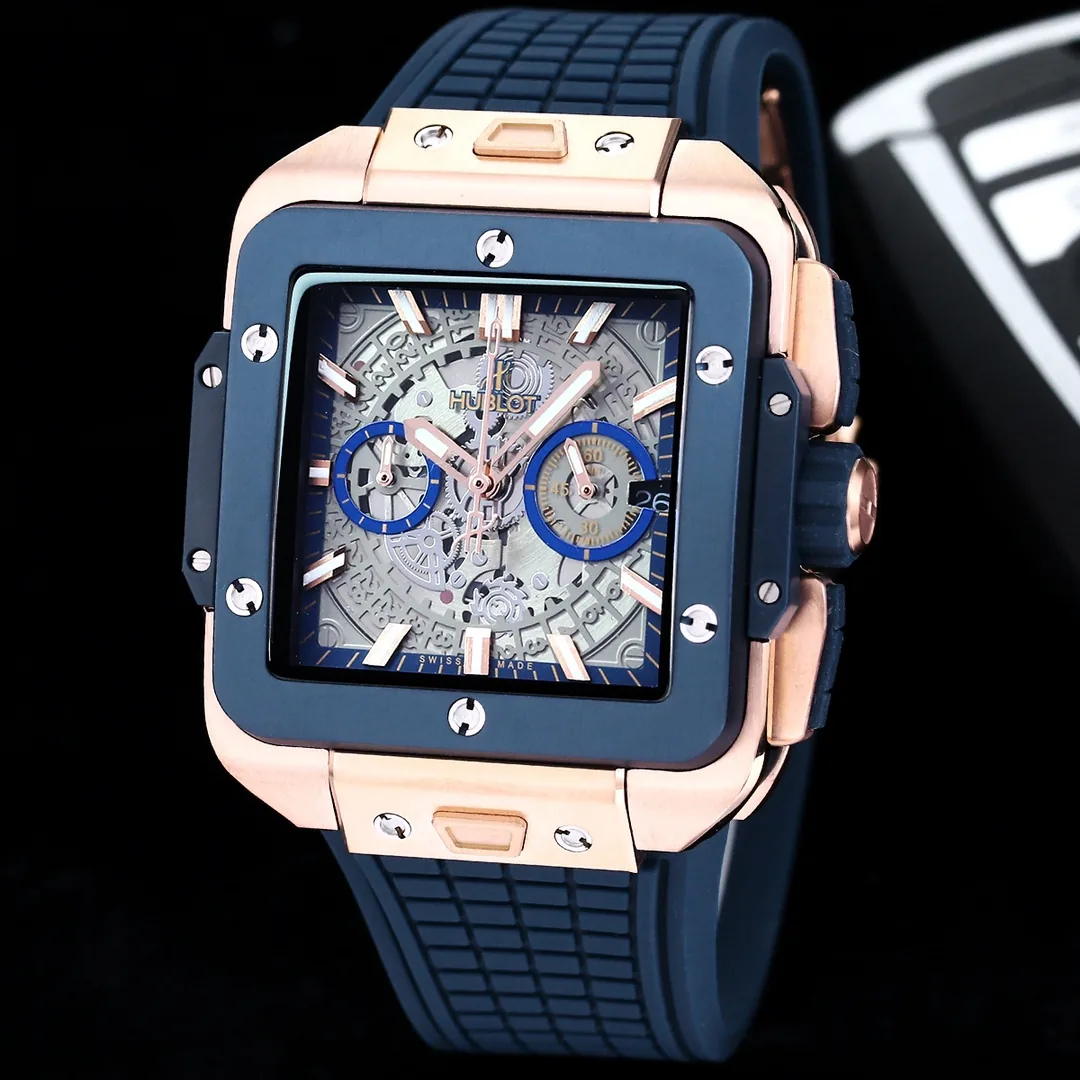 Hublot Square Big Bang Replica 42mm Unico Gold Blue Ceramic Watch