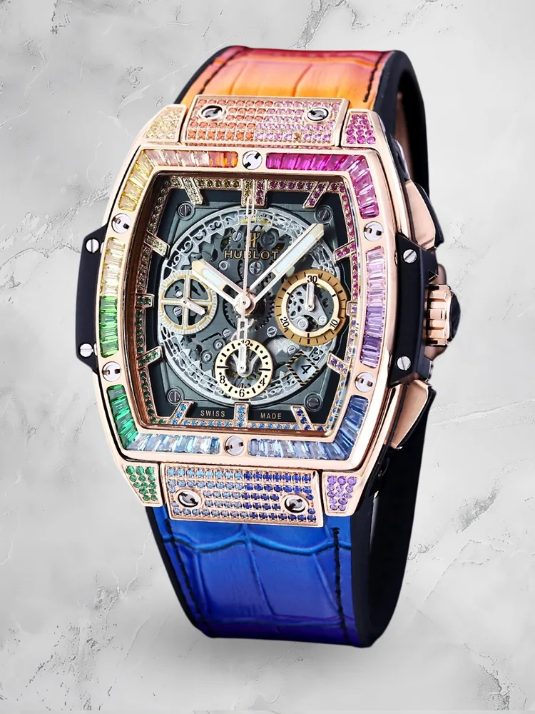 Hublot Spirit Of Big Bang Replica 42mm Rose Gold Colored Gemstones Watch