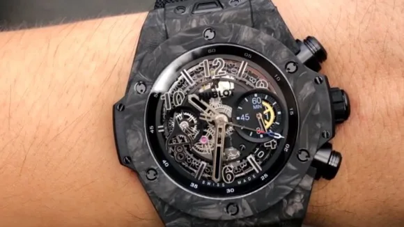 Hublot Big Bang Replica Black Grey Camouflage Polished Carbon Fiber Watch