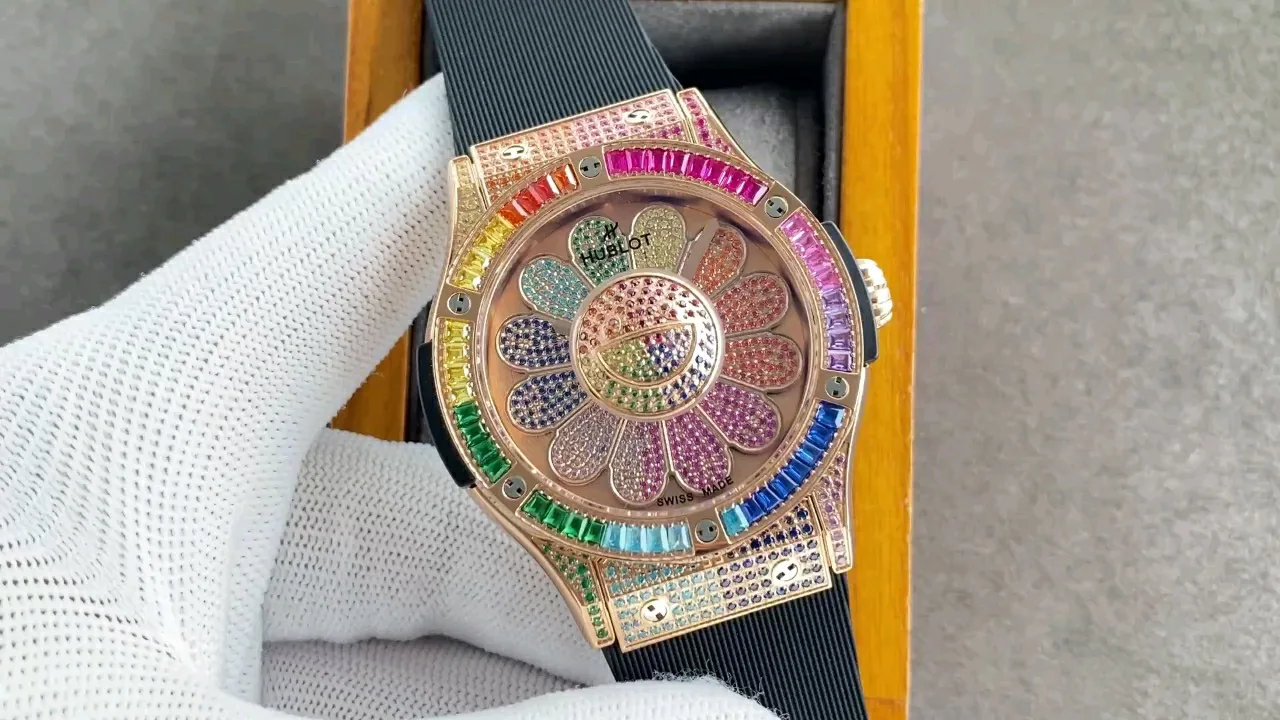 Hublot Classic Fusion Replica Murakami 45mm Colored Diamond Sunflower Watch