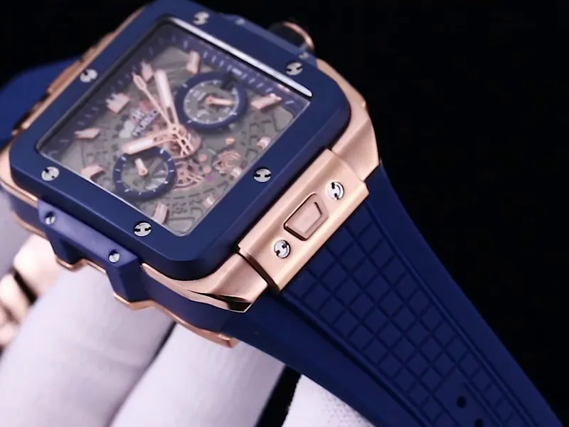 Hublot Square Big Bang Replica Unico Titanium 45 Blue Gold Bezel Watch