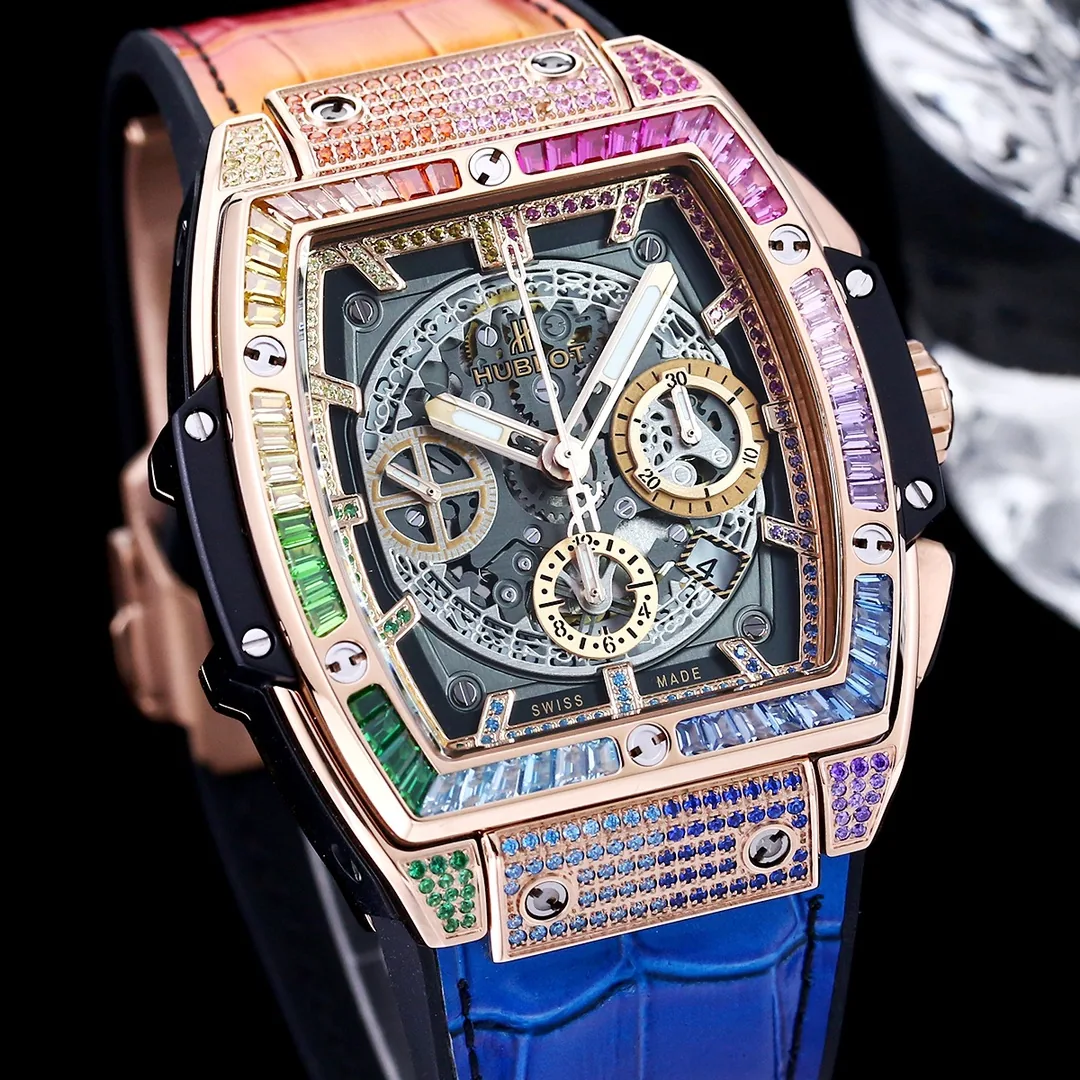 Hublot Spirit Of Big Bang Replica 42mm Rose Gold Colored Gemstones Watch