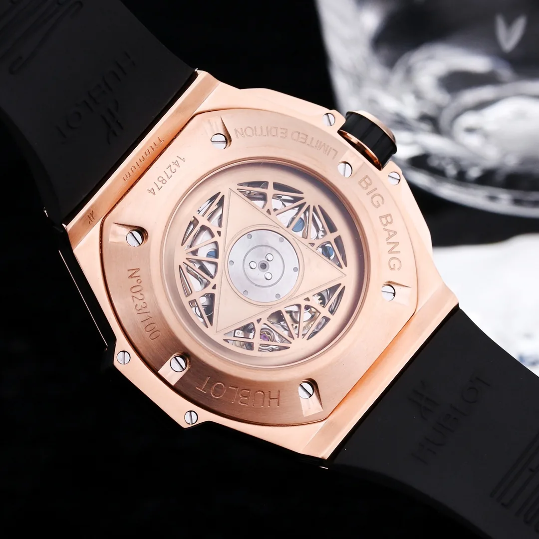 Hublot Big Bang Replica White Sang Bleu II King Gold 45 Skeleton Dial Watch