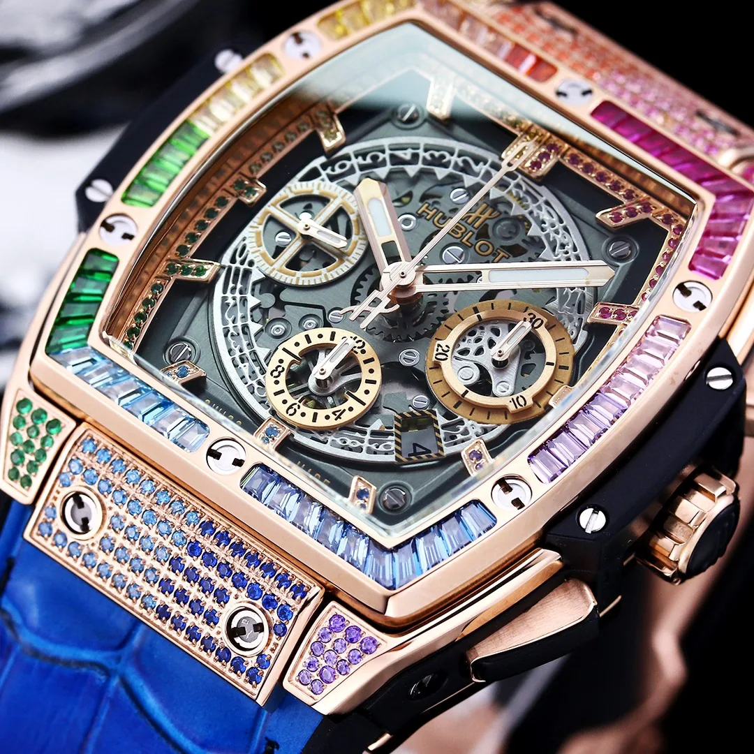 Hublot Spirit Of Big Bang Replica 42mm Rose Gold Colored Gemstones Watch