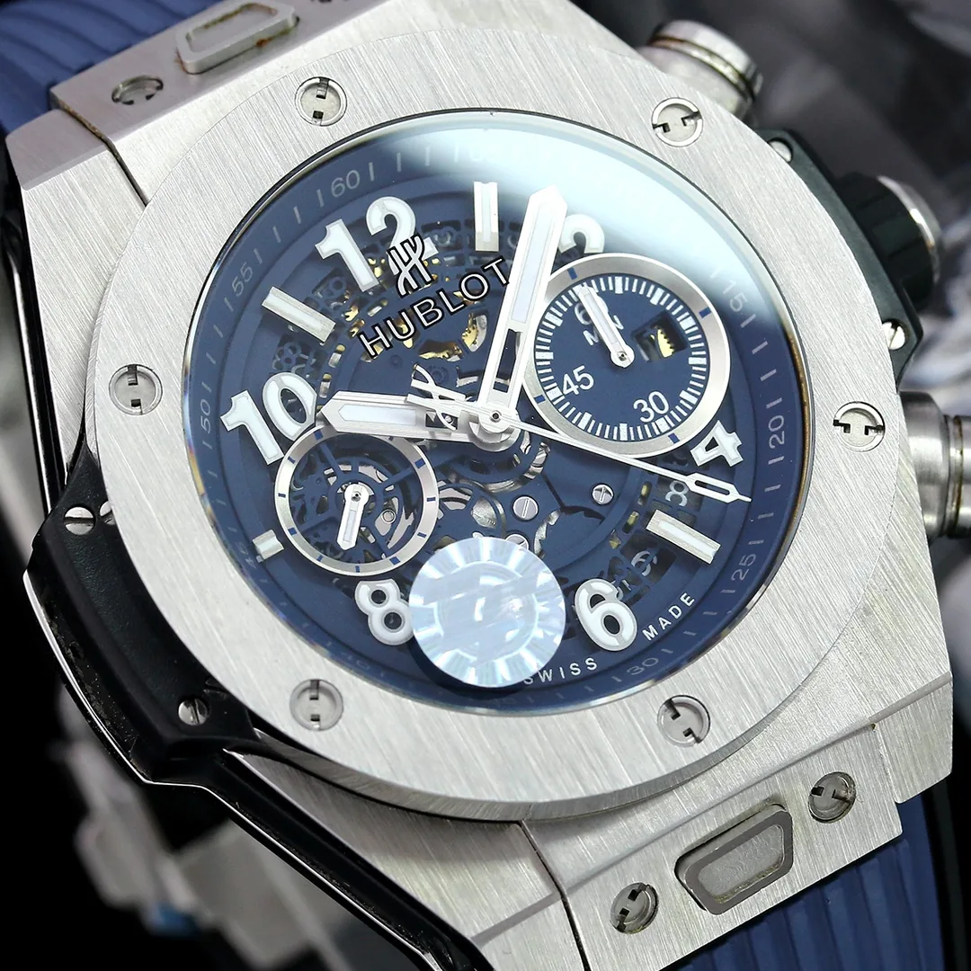 Hublot Big Bang Replica Unico Titanium Prata Azul 44mm Modern Elegance