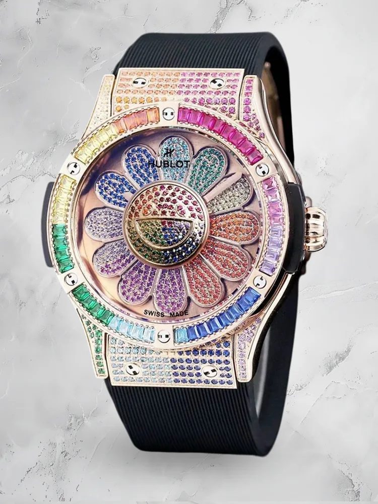 Hublot Classic Fusion Replica Murakami 45mm Colored Diamond Sunflower Watch