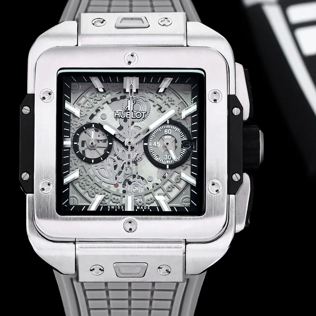 Hublot Square Big Bang Replica Unico Grey Ceramic 42mm Grey Rubber Strap Watch