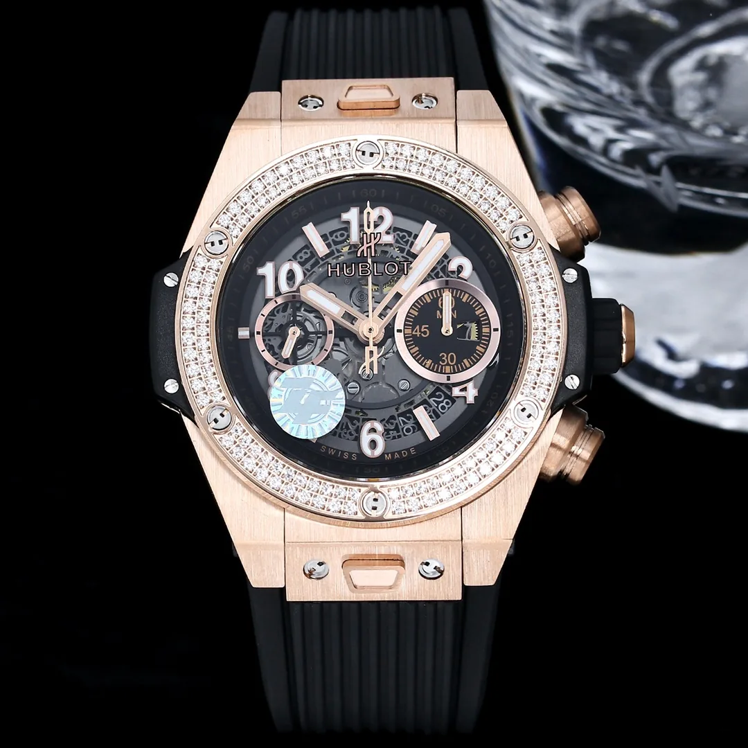 Swiss Replica Hublot Big Bang Unico 441.OX.1181.RX.1104 Watch With Gold-Plated Case, Diamond-Set Bezel