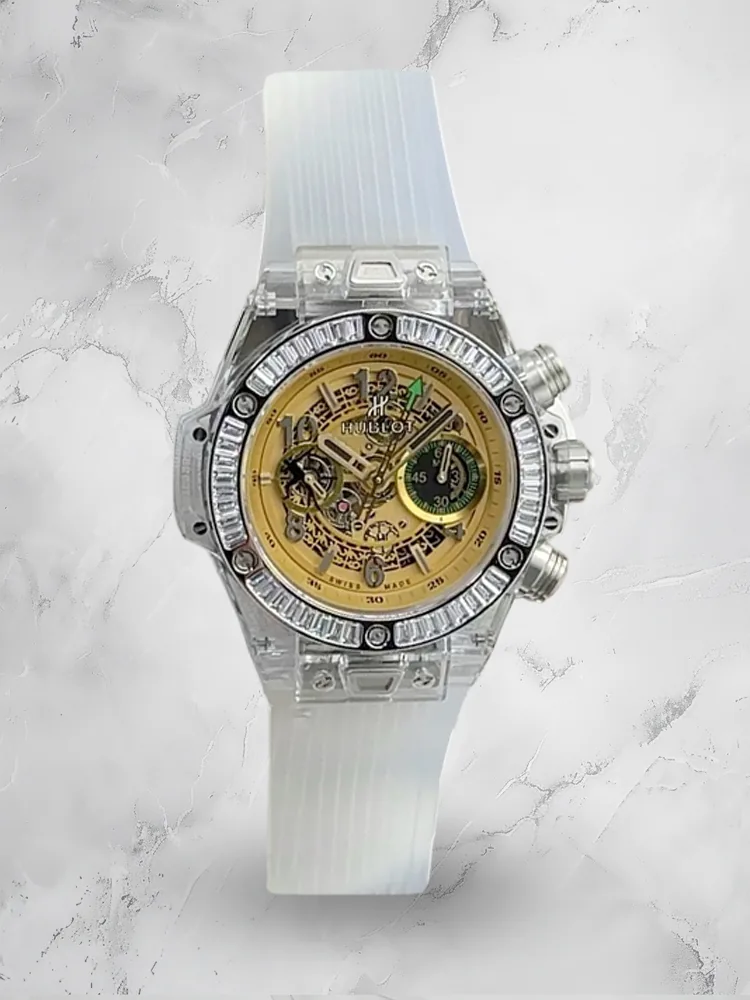 Hublot Big Bang Replica 411.JX.4802.RT 45mm Yellow Skeleton Dial Watch