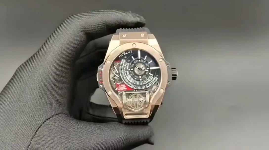 Hublot Big Bang MP-09 Replica Tourbillon Bi-Axis Rose Gold Black Dial Watch
