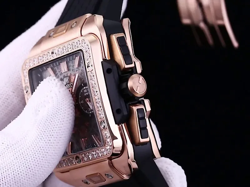 Hublot Square Big Bang Replica Unico Rose Gold Titanium Diamond Watch