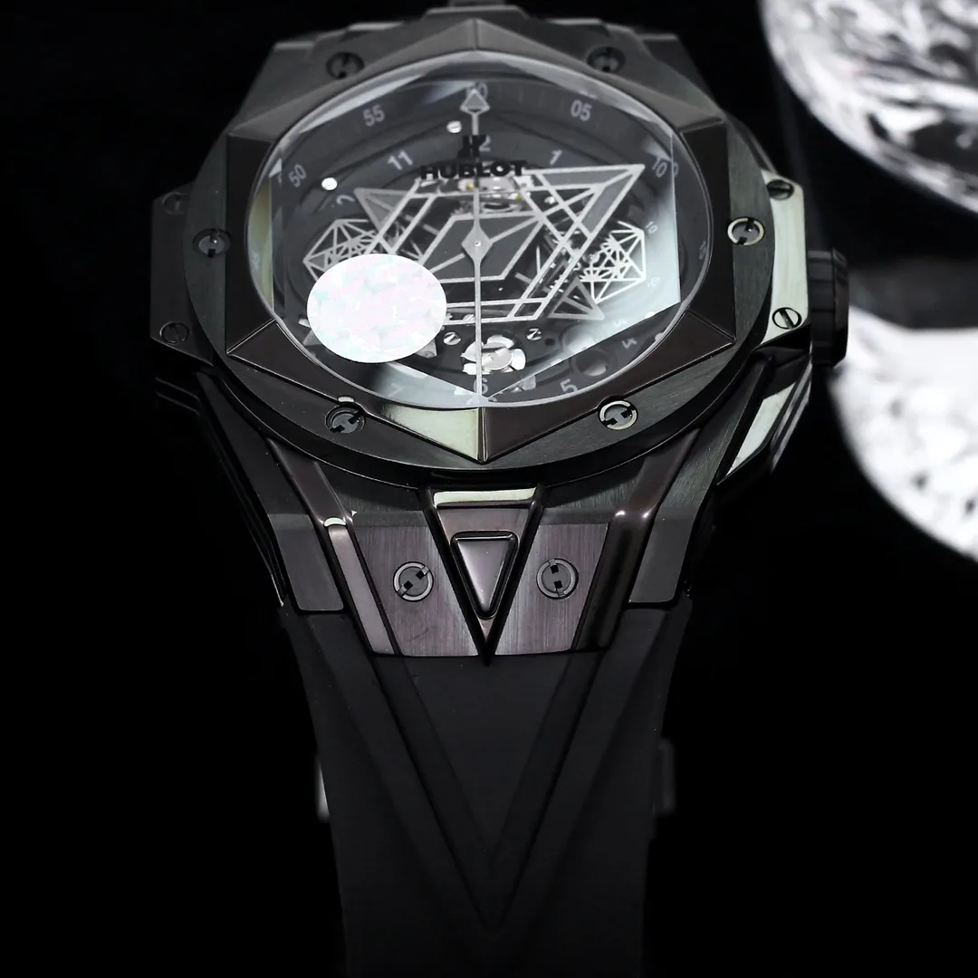 Hublot Big Bang Replica Unico Sang Bleu II 45mm Black Ceramic PVD Watch