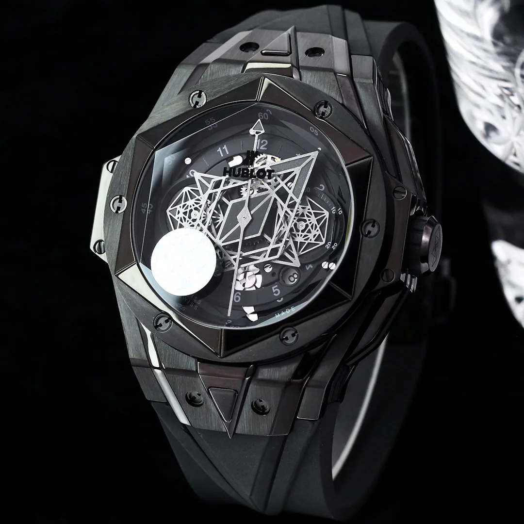 Hublot Big Bang Replica Unico Sang Bleu II 45mm Black Ceramic PVD Watch