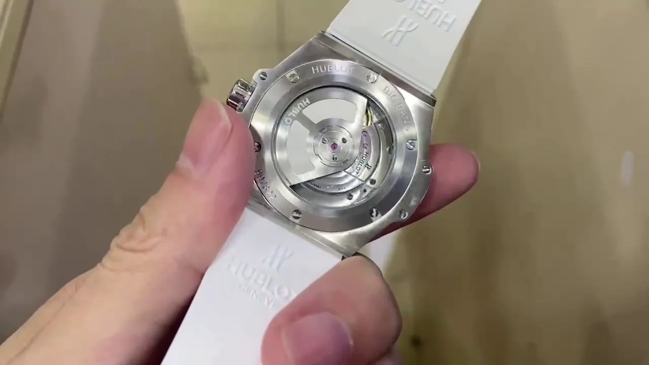 Hublot Big Bang Replica 39mm One-Click Stainless Steel White Full Pave Watch