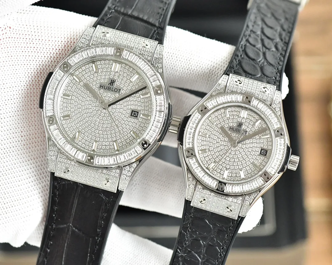 HUBLOT Classic Fusion Men's 42mm Women's 33mm PMX005 Silver Diamond Set Dial -IVR