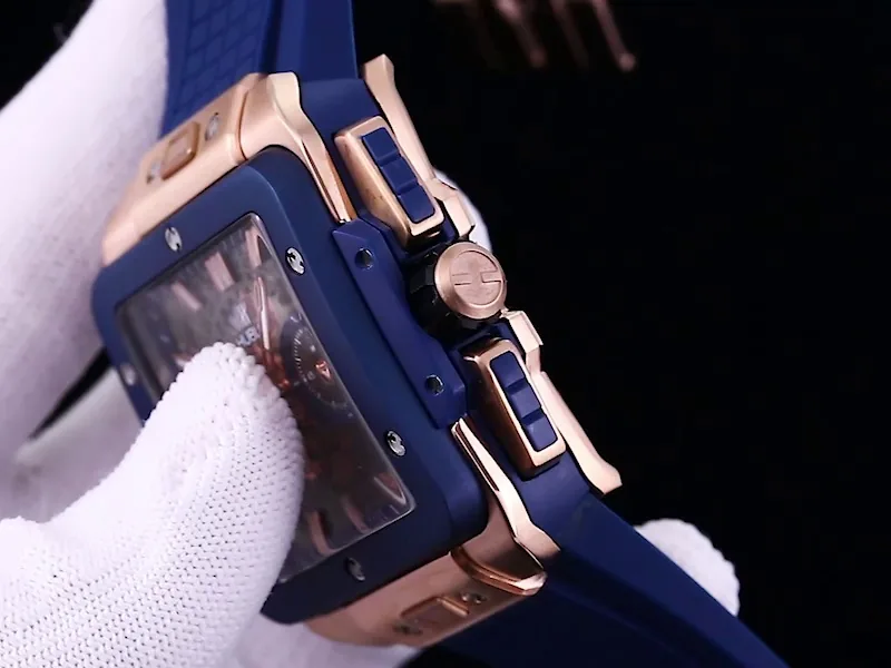 Hublot Square Big Bang Replica Unico Titanium 45 Blue Gold Bezel Watch