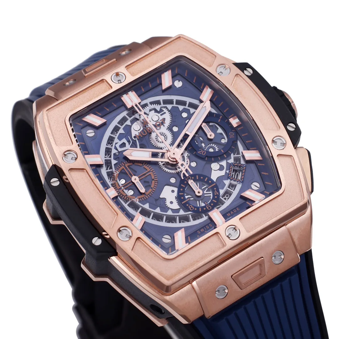 Luxury Replica Hublot Spirit of Big Bang 642.OX.7180.RX Rose Gold-Plated Stainless Steel & Blue Ceramic Case Watch