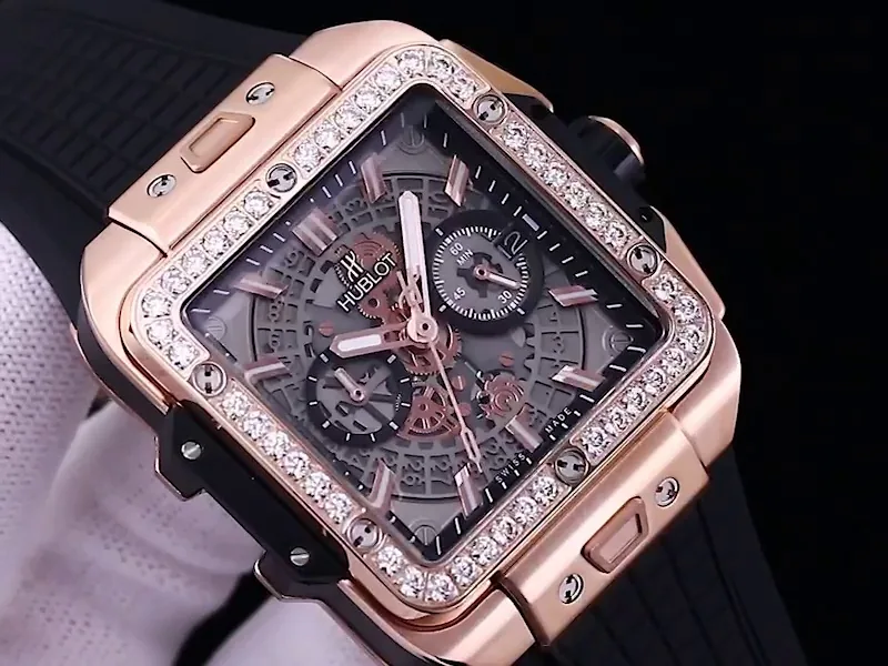 Hublot Square Big Bang Replica Unico Rose Gold Titanium Diamond Watch