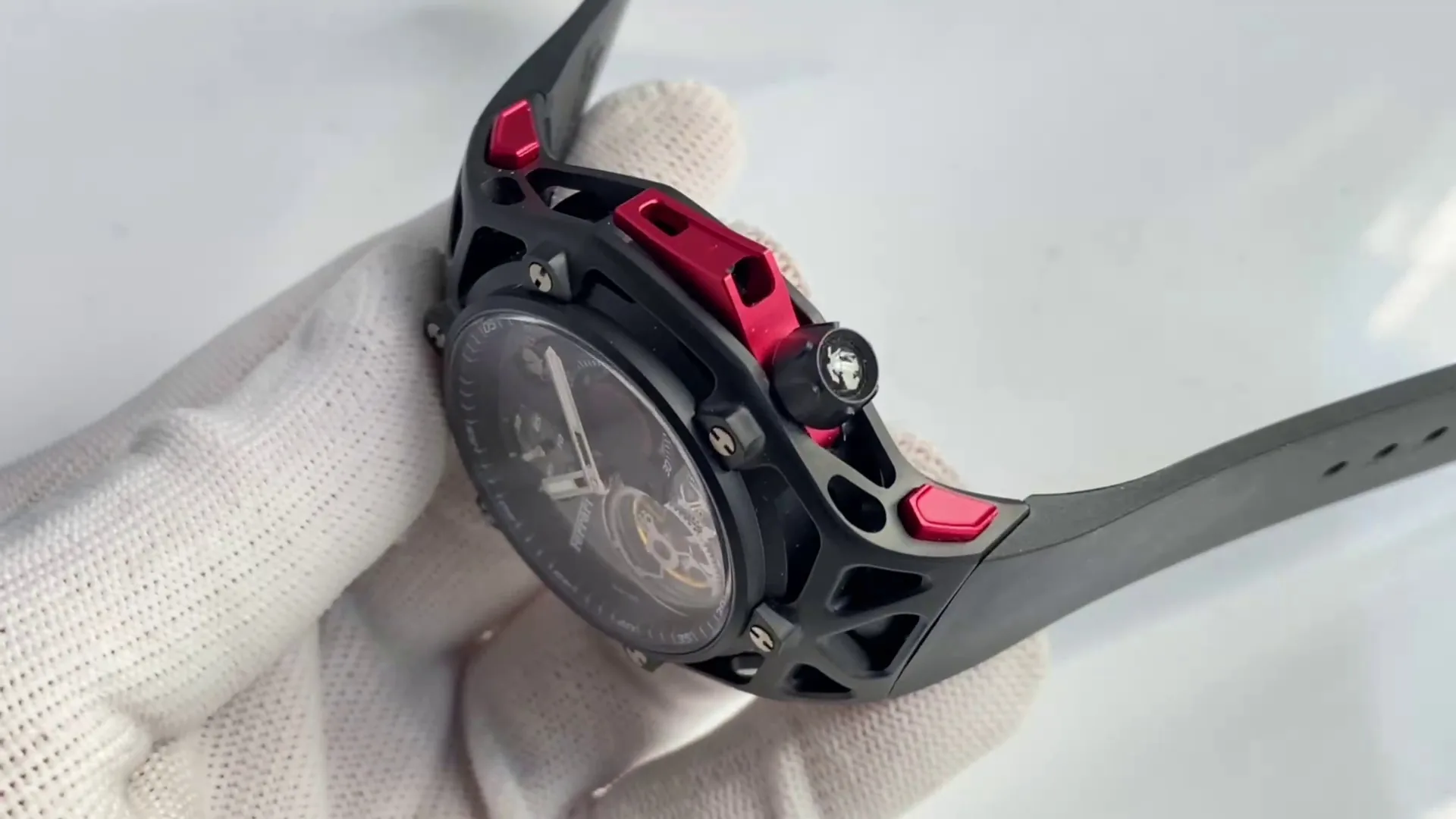 Hublot Tourbillon Techframe Replica Ferrari 43mm Black Carbon Fiber Watch