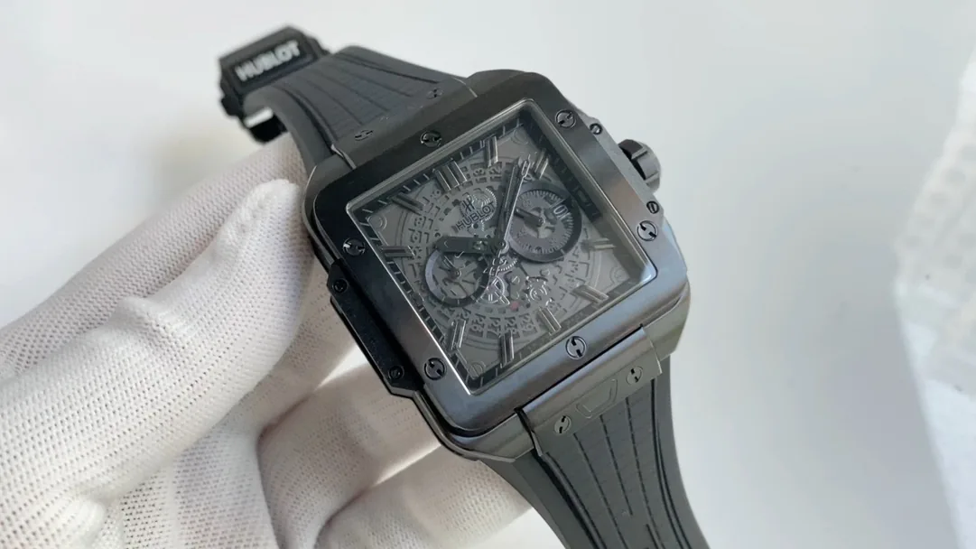 Hublot Square Bang Unico Replica Satin-finished Black Ceramic Watch