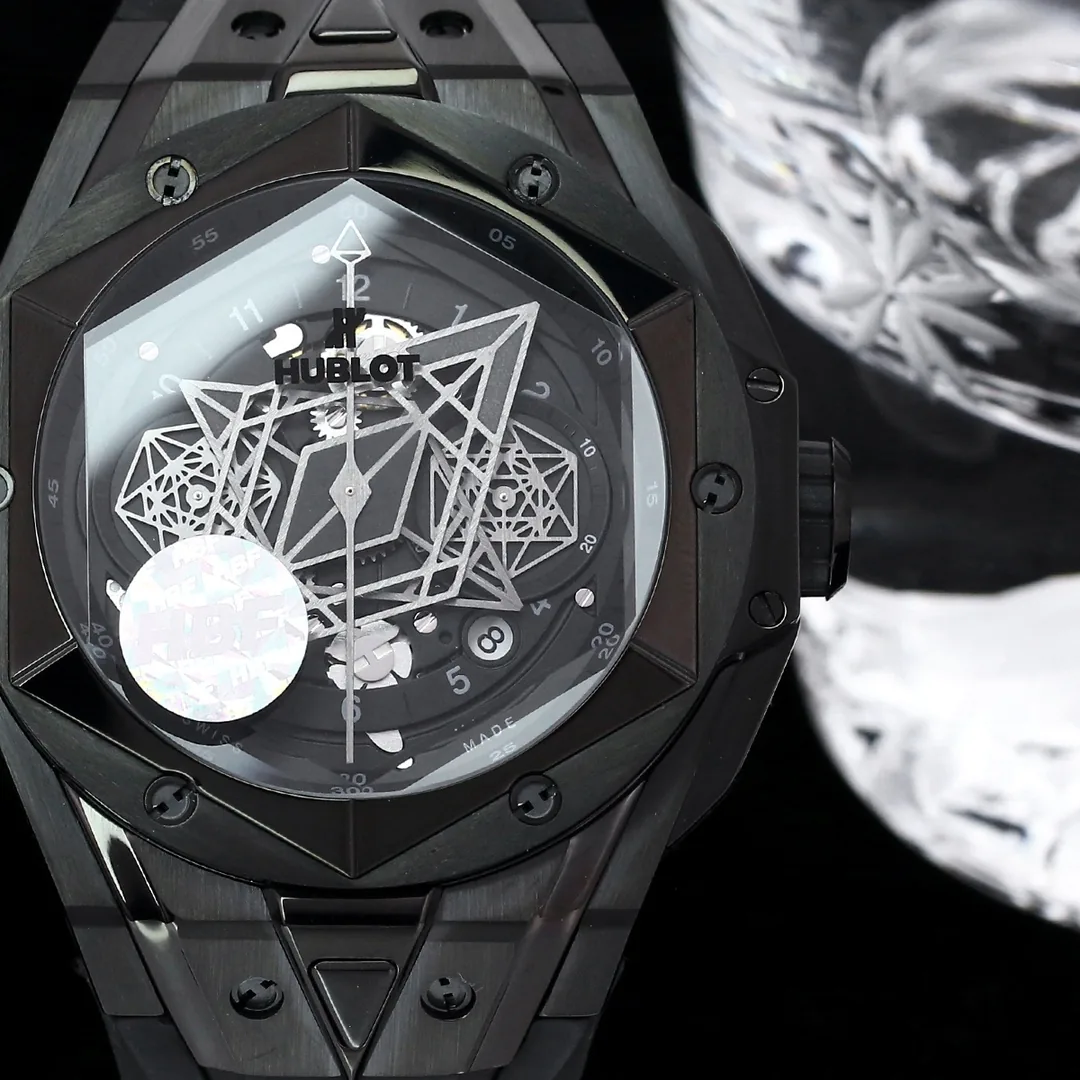 Hublot Big Bang Replica Unico Sang Bleu II 45mm Black Ceramic PVD Watch