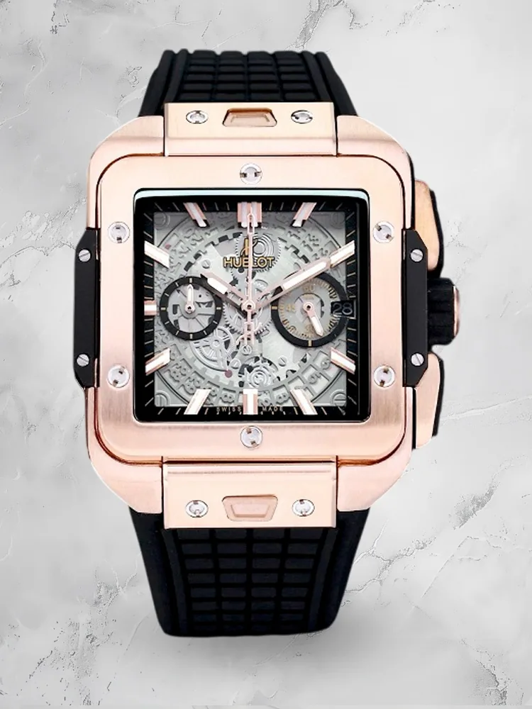 Hublot Square Big Bang Replica Unico Off-White Dial Rose Gold Watch