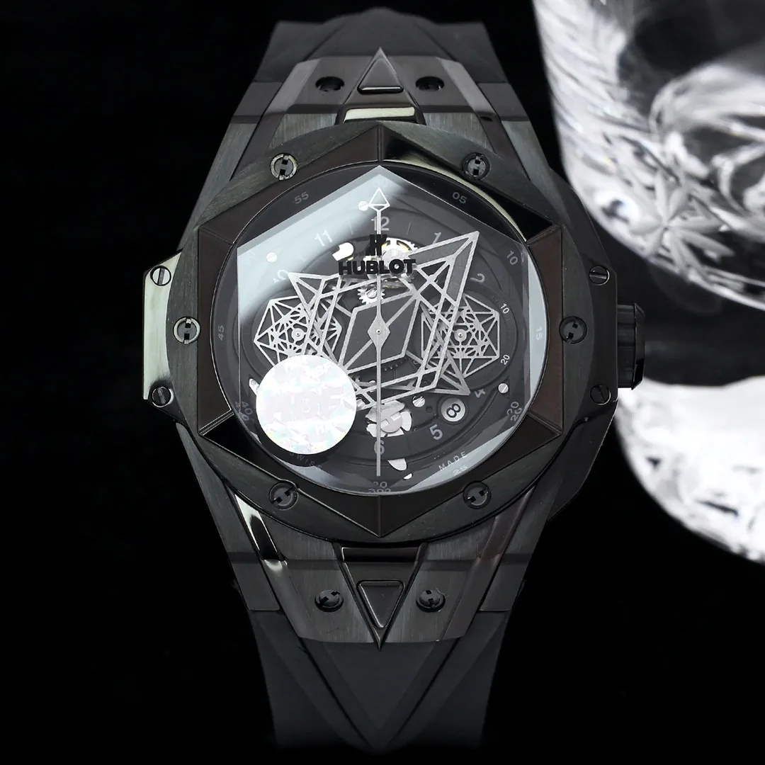 Hublot Big Bang Replica Unico Sang Bleu II 45mm Black Ceramic PVD Watch