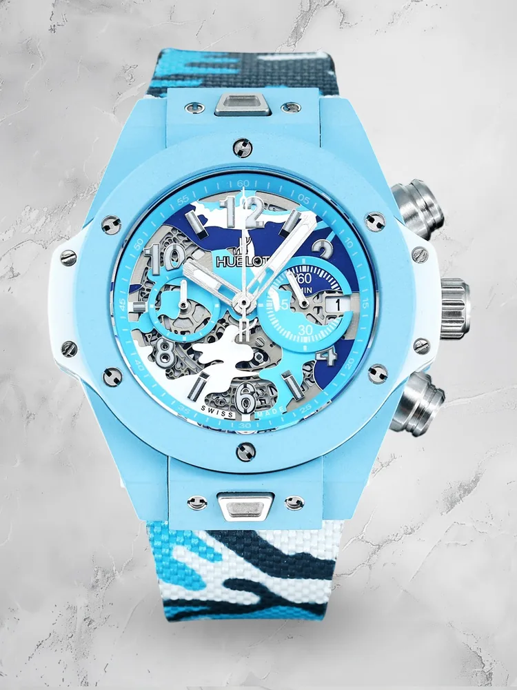 Hublot Big Bang Replica Unico 44mm Sky Blue Camouflage Ceramic Watch