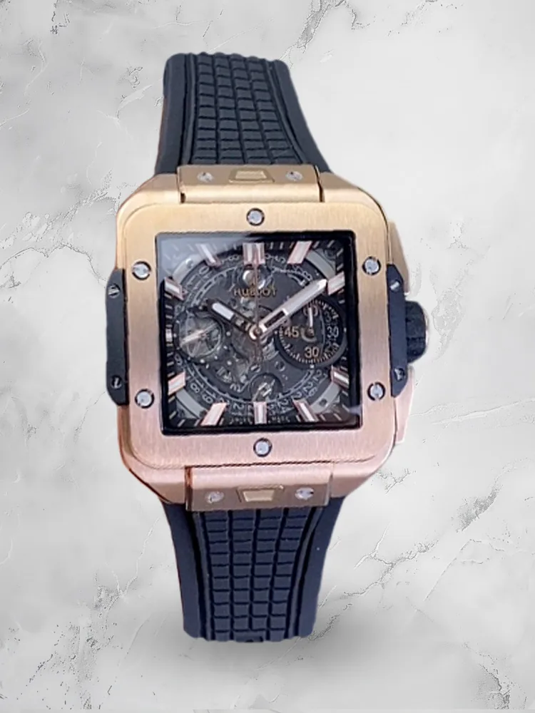 Hublot Square Big Bang Unico Replica 42mm Rose Gold Dark Grey Dial Watch