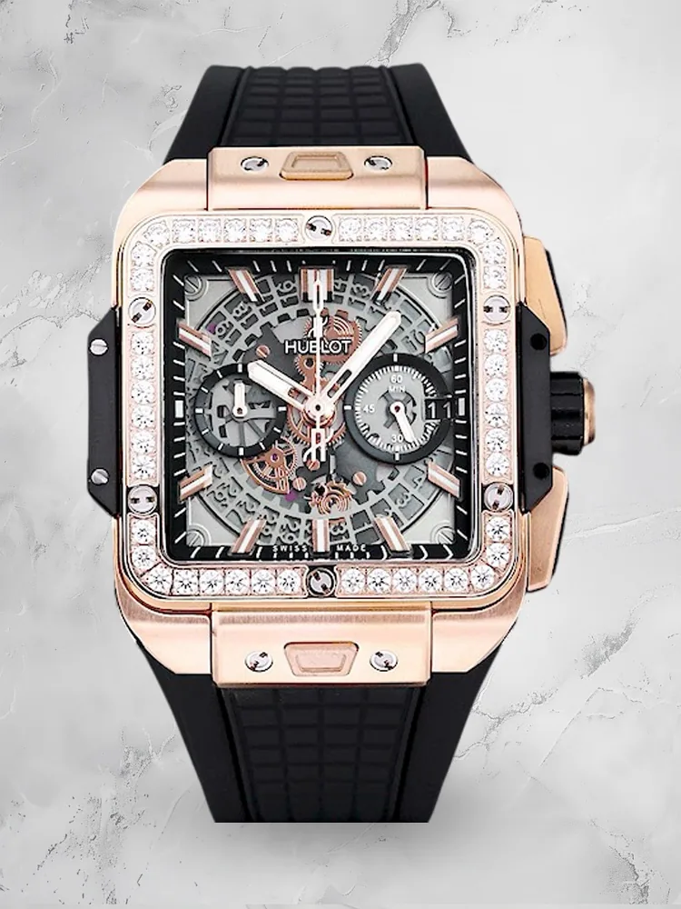 Hublot Square Big Bang Replica Unico Rose Gold Titanium Diamond Watch