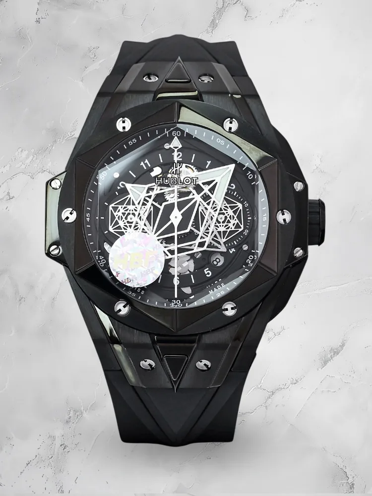 Hublot Big Bang Replica Sang Bleu II Tattoo Black Ceramic Watch