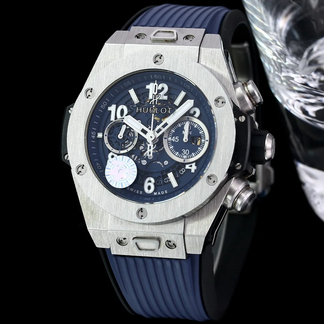 Hublot Big Bang Replica Unico Titanium Prata Azul 44mm Modern Elegance