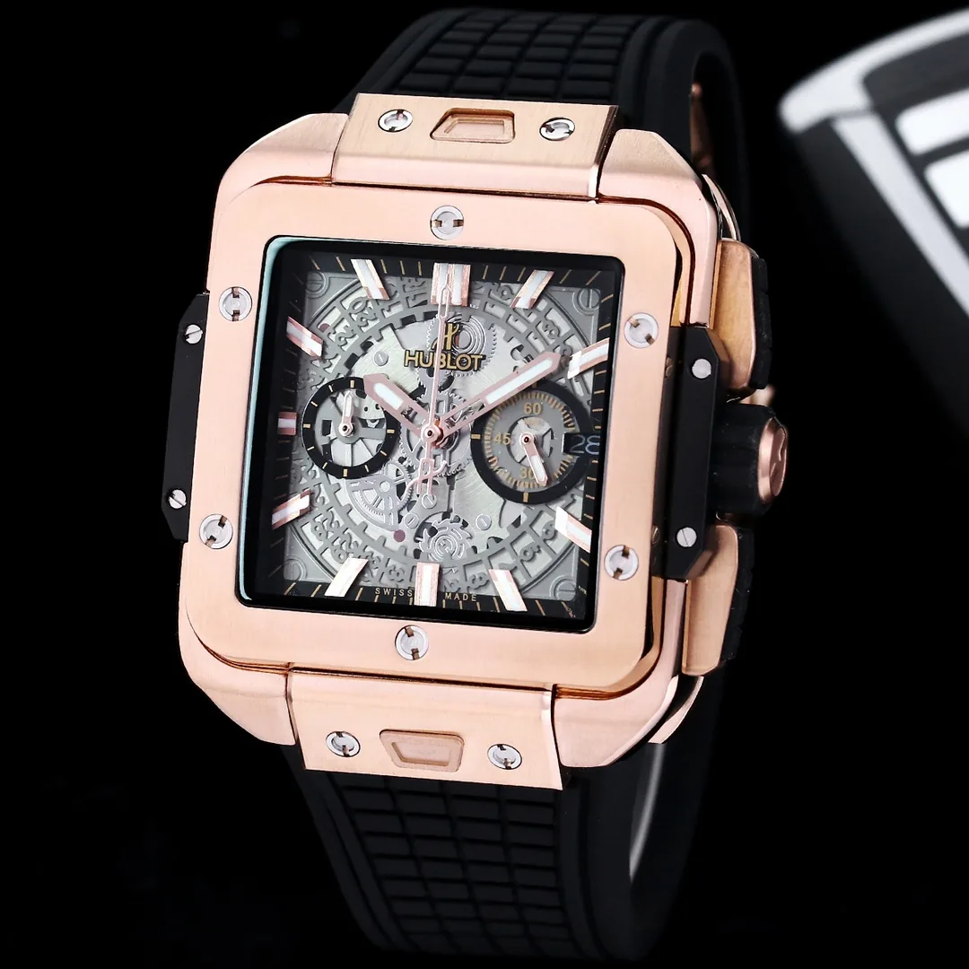 Hublot Square Big Bang Replica Unico Off-White Dial Rose Gold Watch