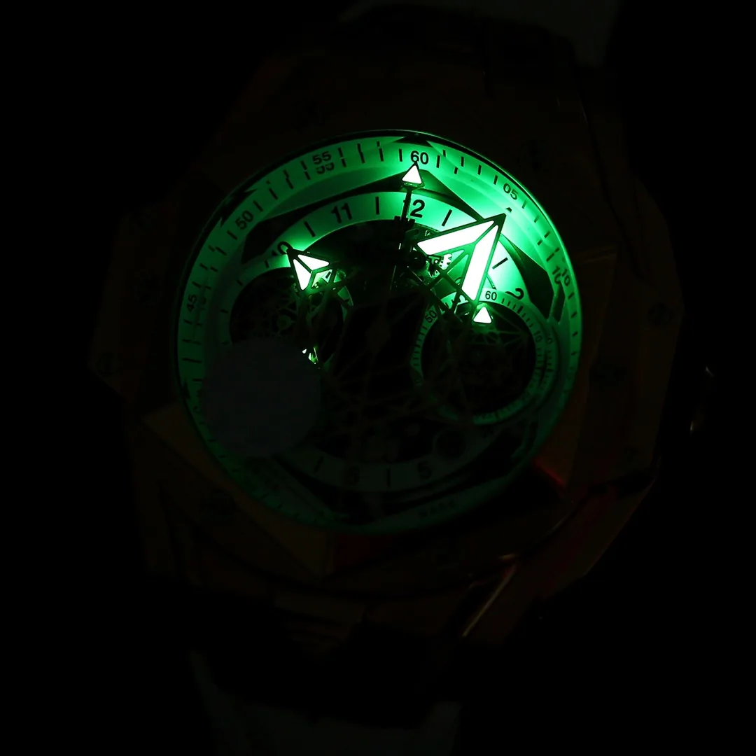 Hublot Big Bang Replica White Sang Bleu II King Gold 45 Skeleton Dial Watch