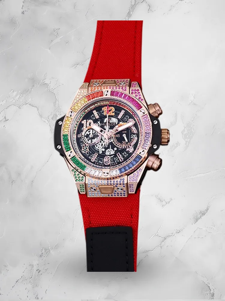 Hublot Big Bang Replica Unico Rose Gold Rainbow Skeleton Dial Watch