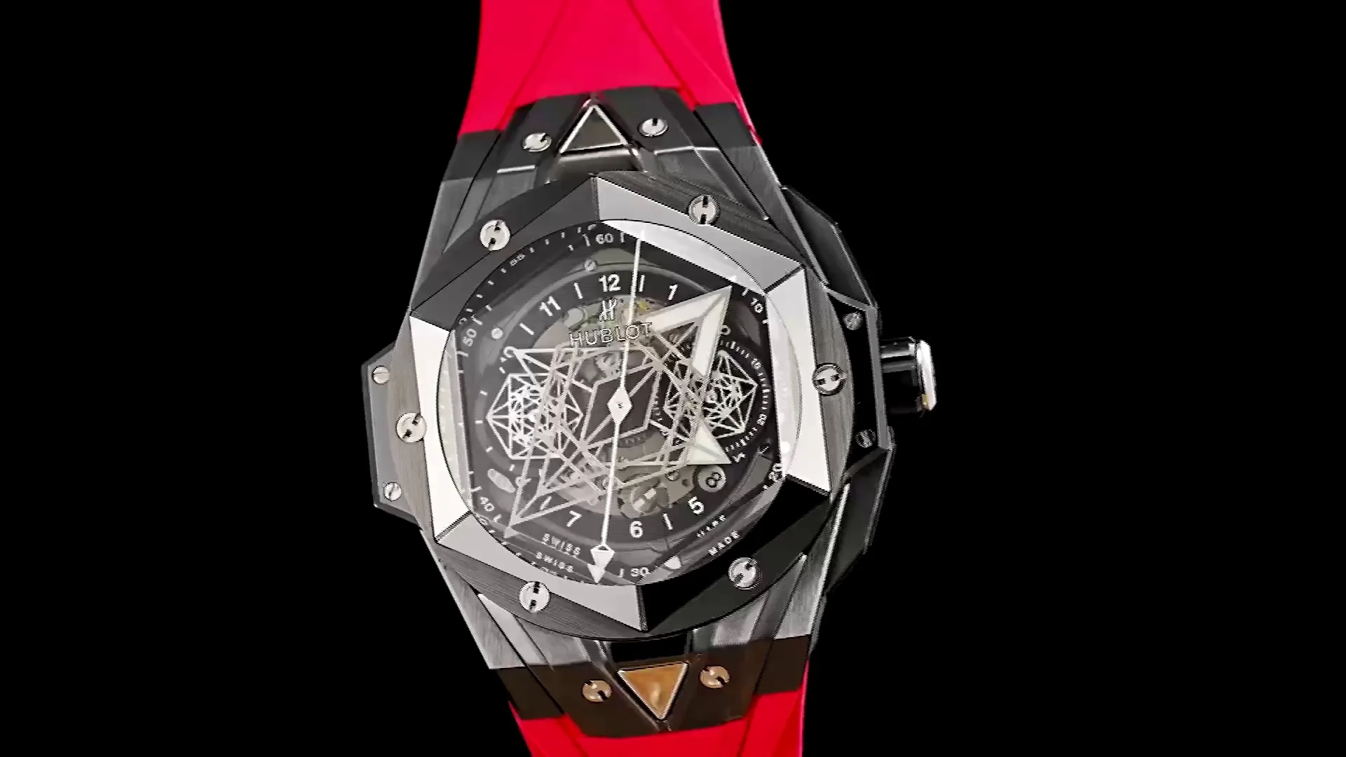 Hublot Big Bang Replica Sang Bleu II Transparent Dial Ceramic Case Watch
