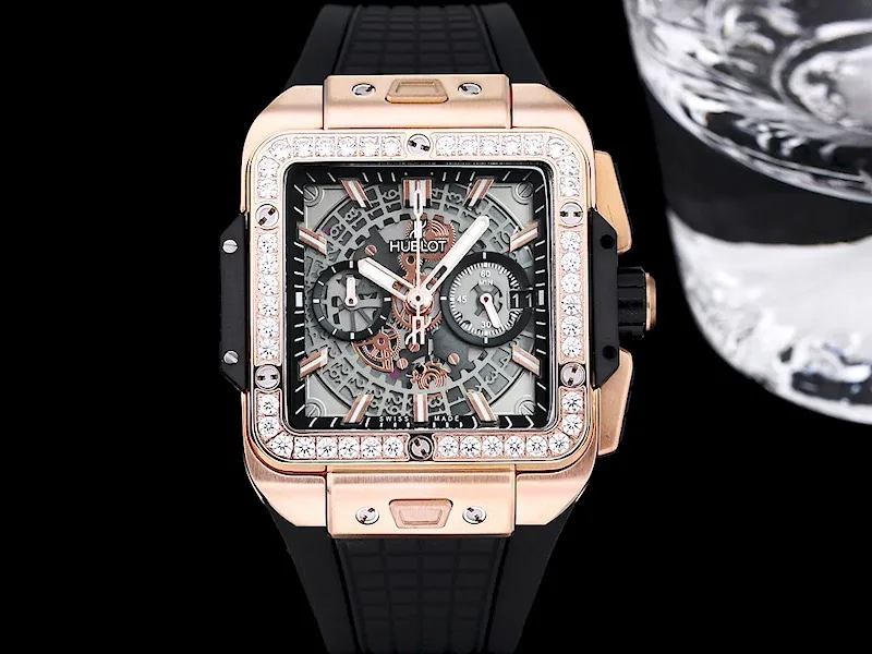 Hublot Square Big Bang Replica Unico Rose Gold Titanium Diamond Watch