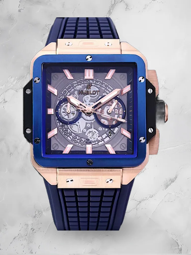 HUBLOT SQUARE BIG BANG Replica KIT 42mm Blue Bezel Watch