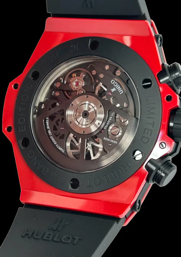 Hublot Big Bang Unico Replica 45mm Matte Red Ceramic Skeleton Dial Watch