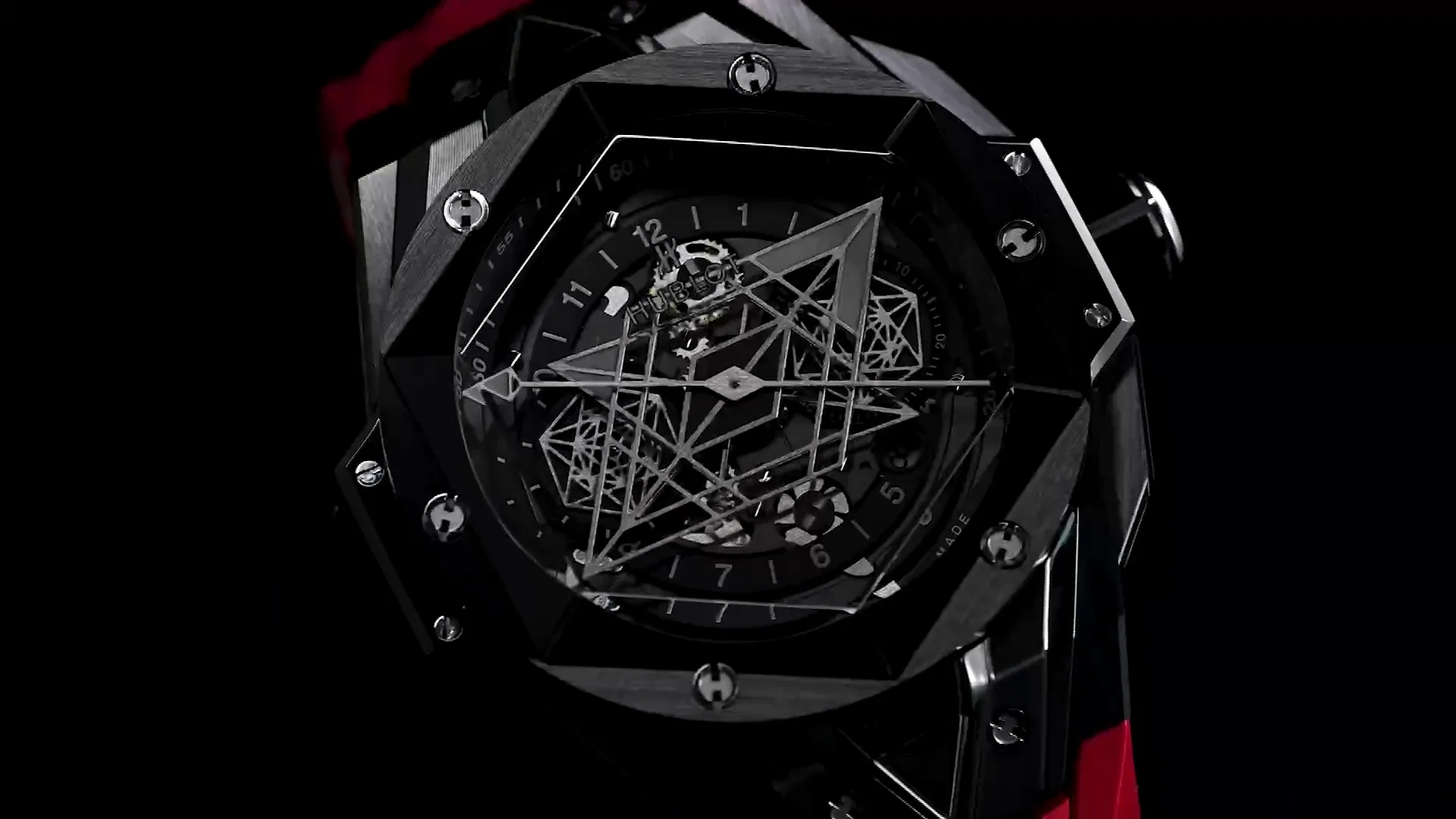 Hublot Big Bang Replica Sang Bleu II Transparent Dial Ceramic Case Watch