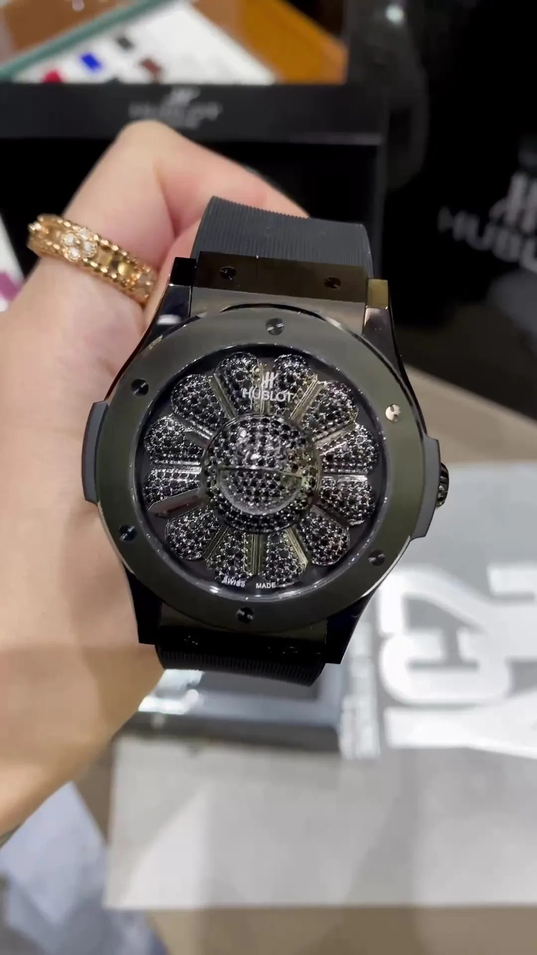 Hublot Classic Fusion Replica 507.CX.9000.RX.TAK21 Murakami Black Diamond Sunflower Watch