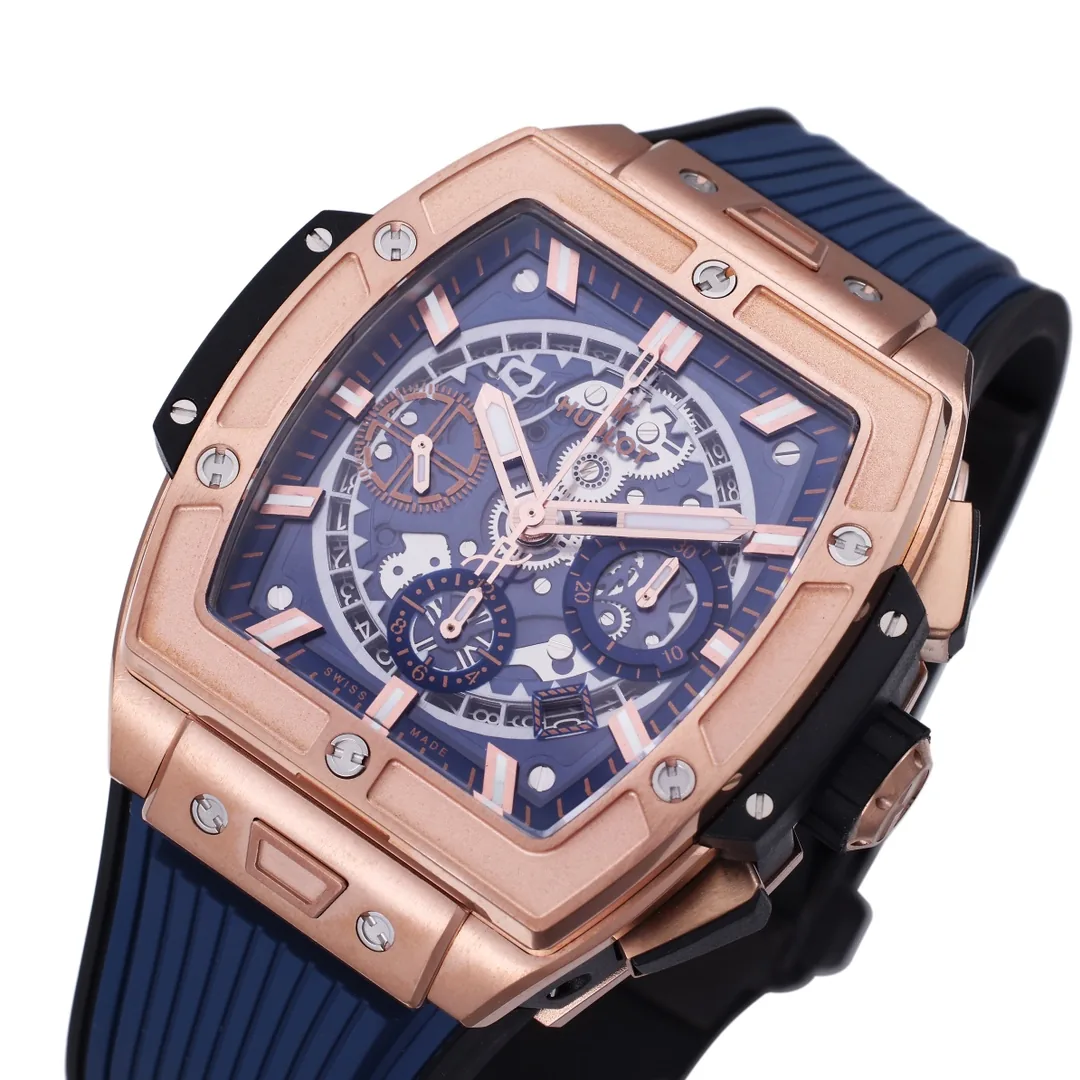 Luxury Replica Hublot Spirit of Big Bang 642.OX.7180.RX Rose Gold-Plated Stainless Steel & Blue Ceramic Case Watch