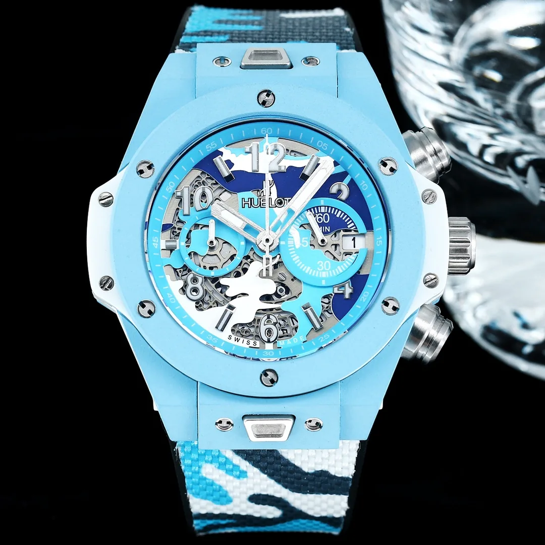 Hublot Big Bang Replica Unico 44mm Sky Blue Camouflage Ceramic Watch