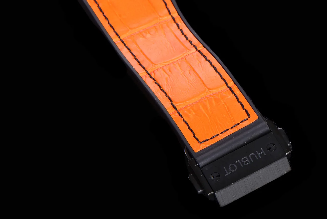 Luxury Hublot Spirit of Big Bang Replica 45mm Orange Leather Strap Watch – Bold Skeleton Dial