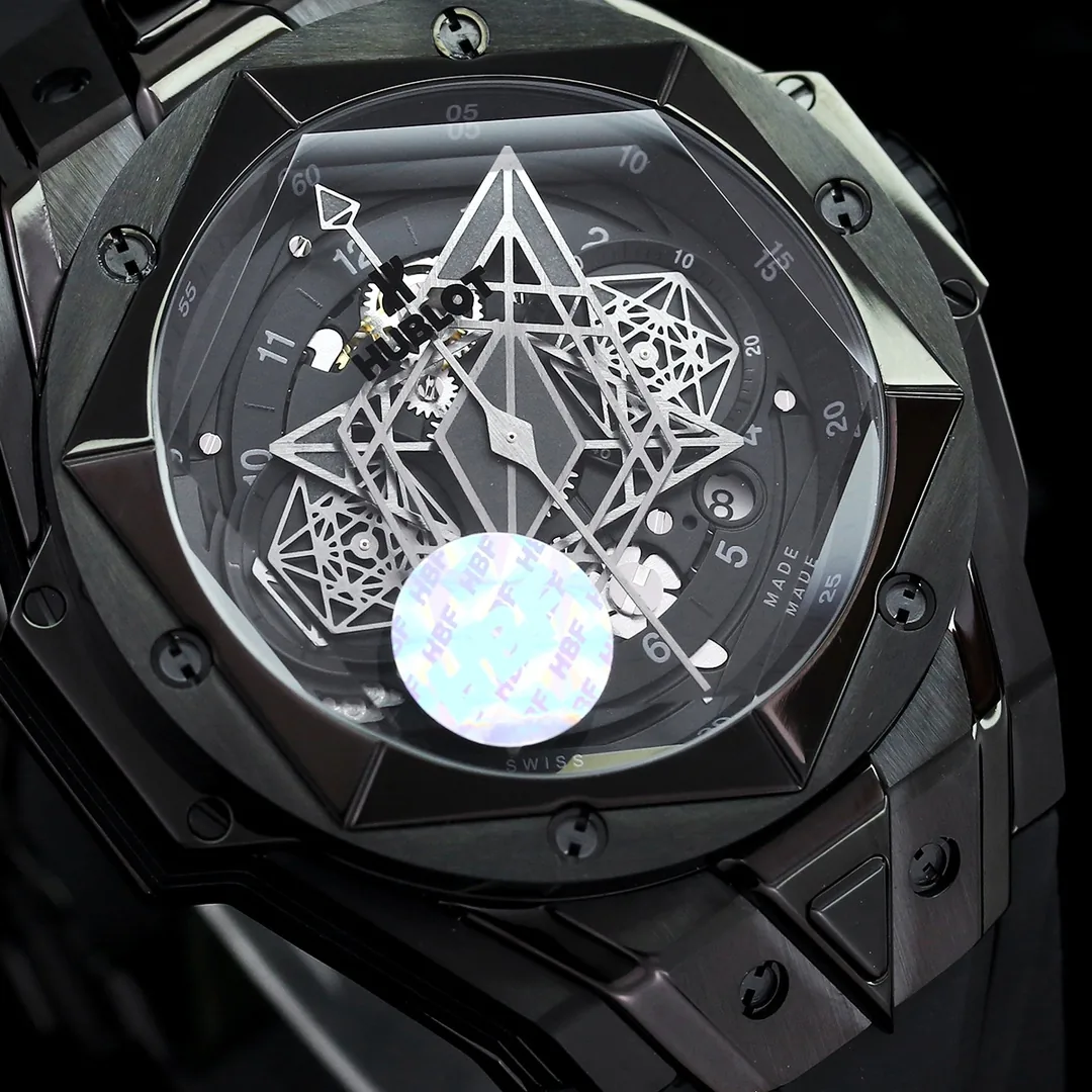 Hublot Big Bang Replica Unico Sang Bleu II 45mm Black Ceramic PVD Watch