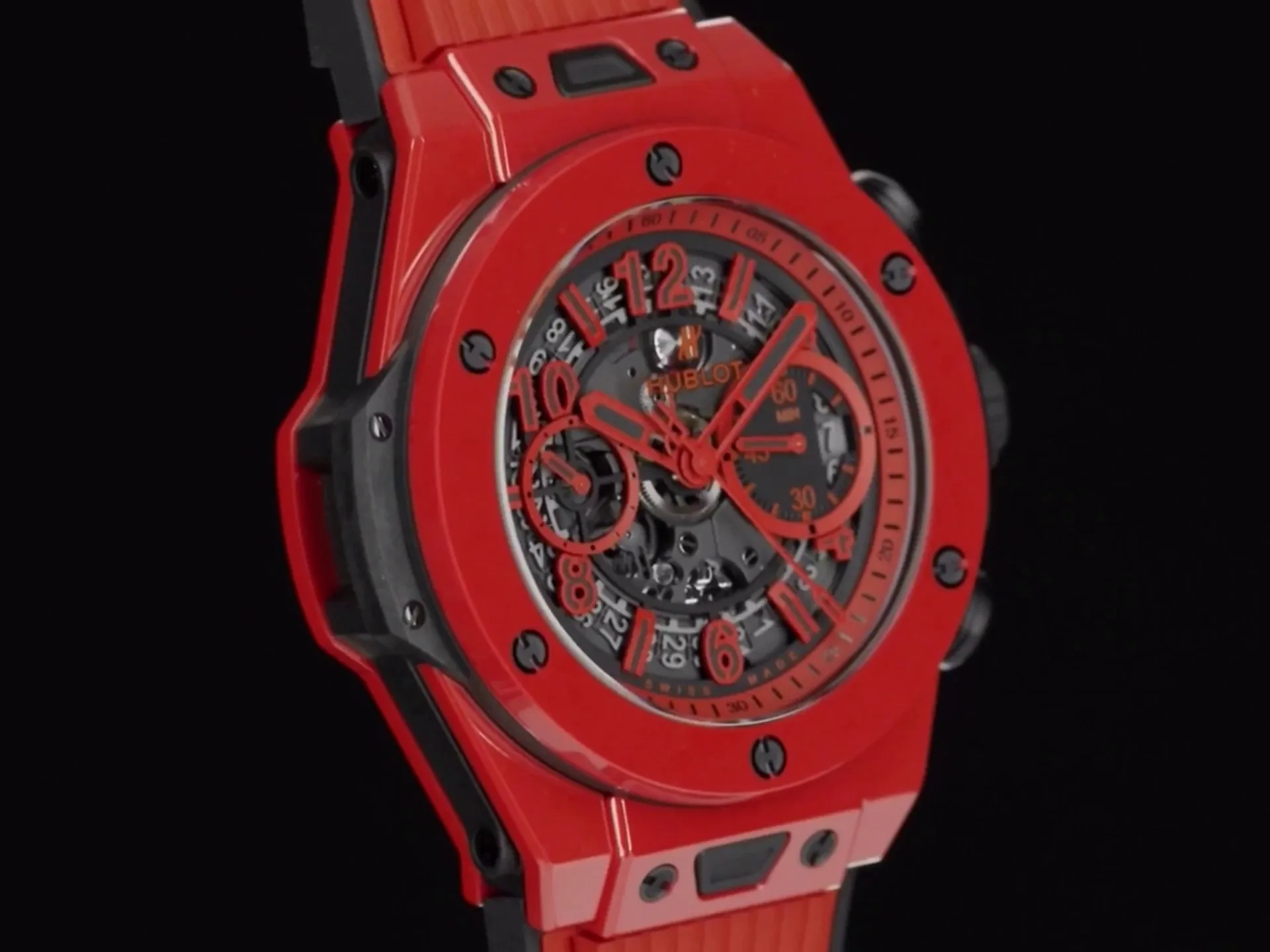 Hublot Big Bang Unico Replica 45mm Matte Red Ceramic Skeleton Dial Watch