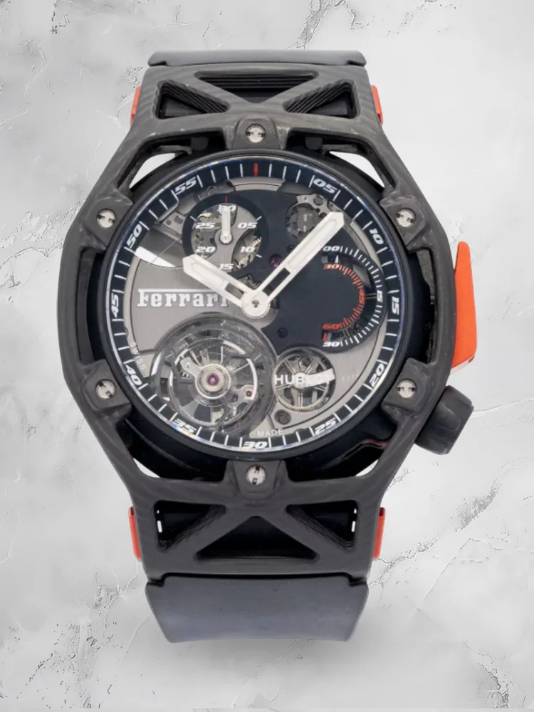 Hublot Tourbillon Techframe Replica Ferrari 43mm Black Carbon Fiber Watch