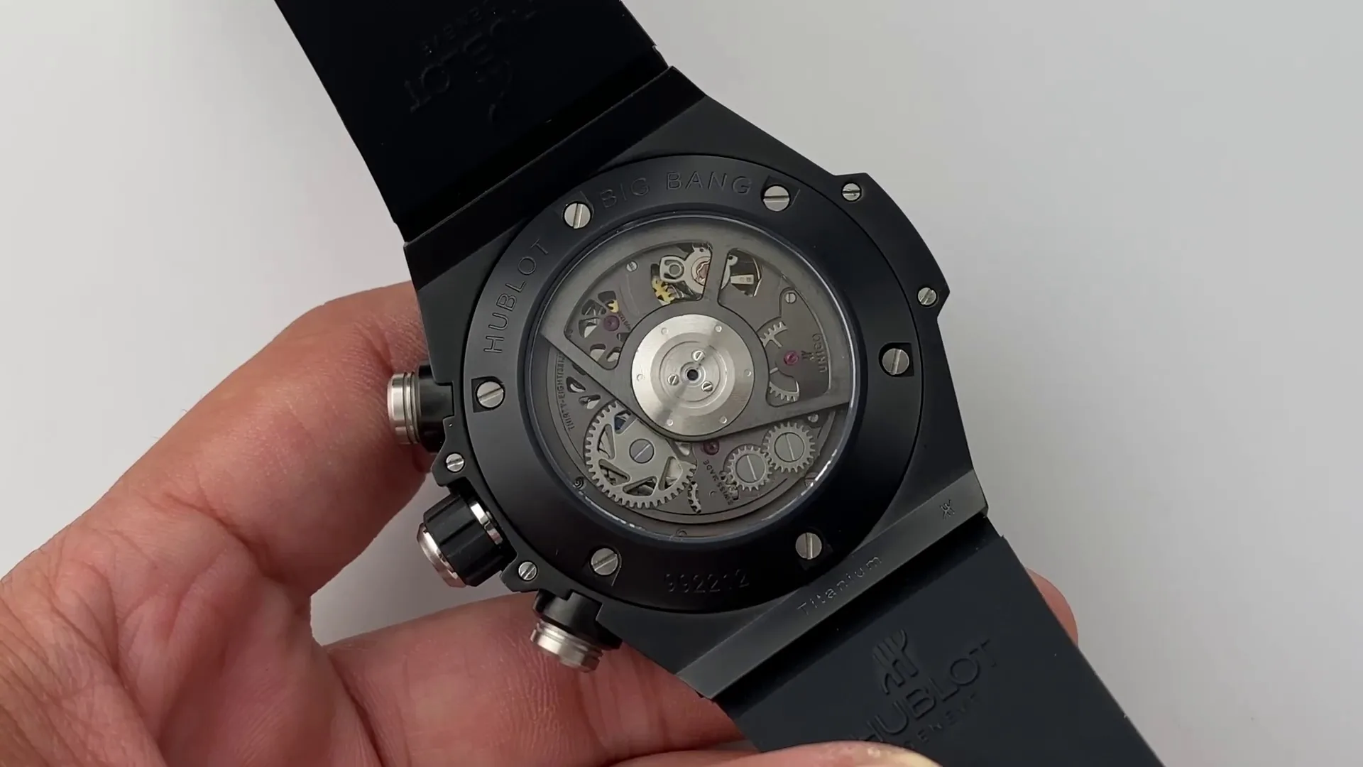 Hublot Big Bang Replica 42mm Black Ceramic Grey Dial Red Rubber Strap Watch